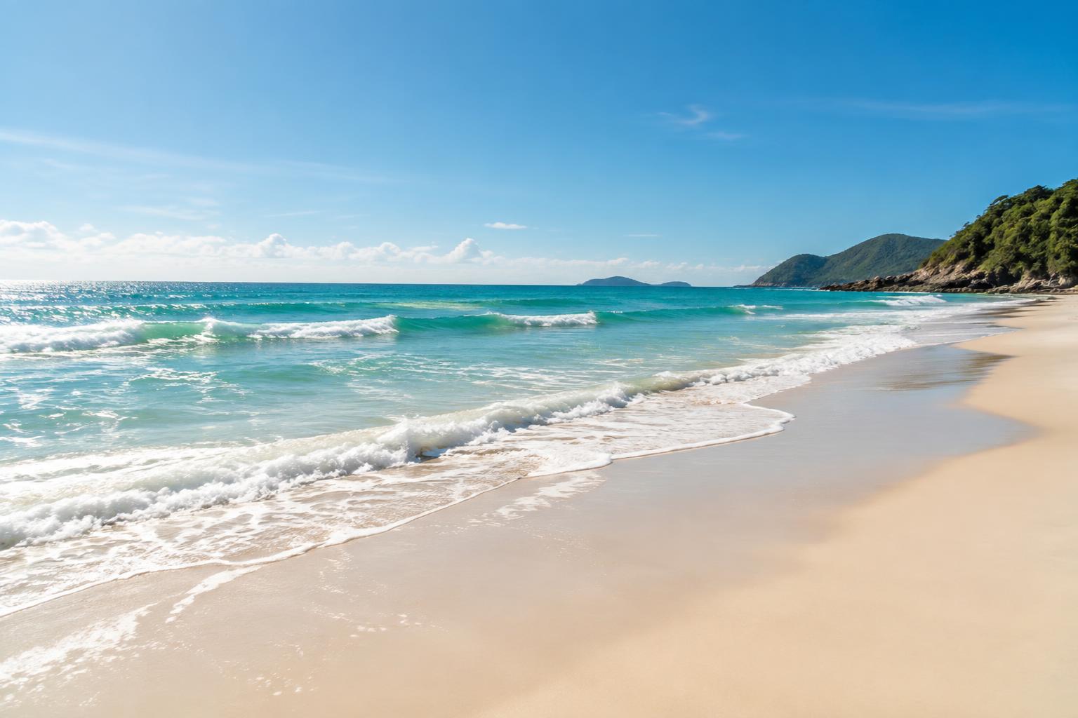 Praia ensolarada como ambientação visual